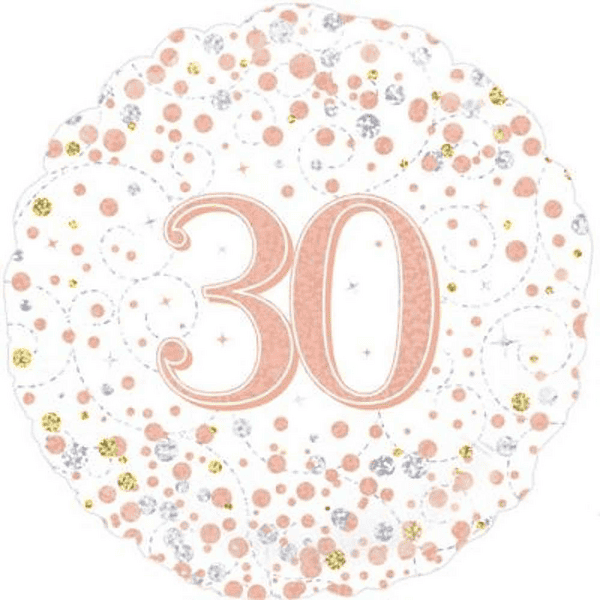 30th Birthday Sparkling Fizz Rose Gold Balloon