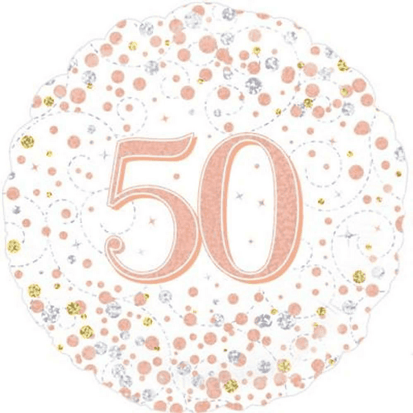 50th Birthday Sparkling Fizz Rose Gold Balloon