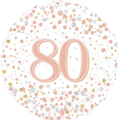 80th Birthday Sparkling Fizz Rose Gold Balloon