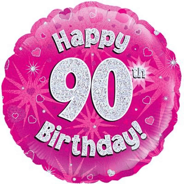 90th Birthday Pink Holographic Balloon